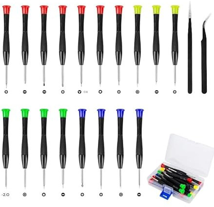 Uhrmacher Schraubendreher, 20 Teiliger Kleine Magnetische Schraubendreher Set, Mini Schraubendreher Set Klein für Reparatur, Von Uhren, Brillen, Computers, Telefon, 2 Pinzette