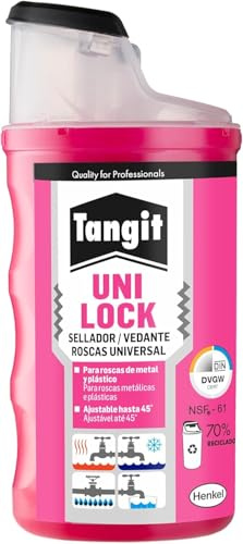 Tangit Uni-Lock, sellador universal para roscas, sellador para tuberías de plástico y metal de máx. 6 pulgadas, adhesivo universal de tuberías rígidas y flexibles, 1x80m