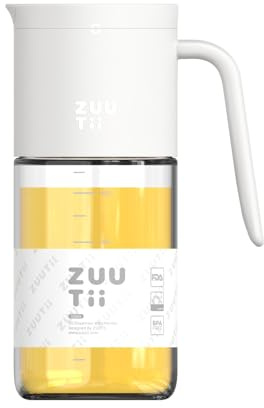 Zuutii Olive Oil Dispenser Bottle 18.6oz – Auto Flip Glass Vinegar Bottle with No-Drip Spout for Kitchen Cooking, Oil and Sauce Dispenser, Light Cream
