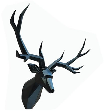 KAXLDHH Testa di Cervo Scultura Cervo Decorazione Murale, Moderna Arte Animale Testa di Cervo in Resina, Finta Cervo da Creativo da Parete, Geometrica Soggiorno Scultura(Black,100cm)