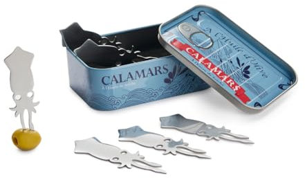 Balvi Fork Appetizer Conserverie Calamars Retro Design Canned Squid Can/INOX