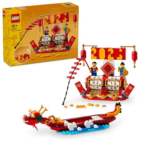 LEGO Feiertagskalender, Geschenk zu chinesischen Feiertagen für Jungen und Mädchen, Bauset zum Mondneujahrsfest, lässt Kinder fantasievoll spielen, festliches Spielzeug, chinesische Neujahrsdeko 40678