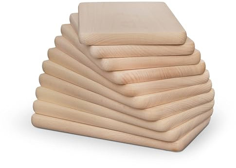 Tagliere per la colazione, in legno di faggio naturale, non trattato, 12 taglieri in legno, da cucina, per pane, utensili da cucina, ca. 24 x 14 x 1,5 cm, tagliere reversibile, tagliere (12)