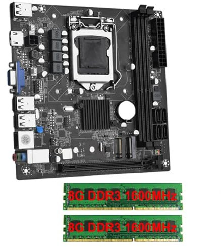casstaly ITX H61 Desktop Motherboard with 2x8G DDR3 1600MHz RAM CPU LGA 1155 Support Up to 16GB RAM Slots 100M Network Card Easy to Use