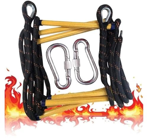 Emergency Fire Escape Ladder - Reusable Flame Resistant Safety Rope Ladder with Hooks for Quick Escape from Windows and Balconies for All Ages
