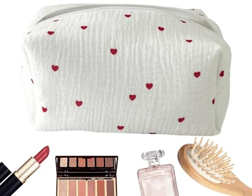 Trousse de maquillage brodée | Trousse de voyage portable | Trousse de voyage portable pour articles d'hygiène, amour - rouge, Consulte la descripción, Voir description