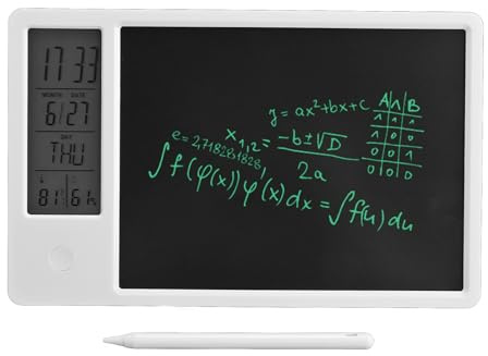 Pizarra LCD 10 pulgadas reutilizable para tomar notas digitales sin papel con pantalla de temperatura y humedad Reloj digital 12/24h para Oficina en casa, Estudiantes, Organización diaria