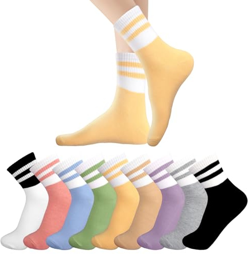 Kaempe Skarpetki Damskie - 9 paia di calzini colorati da donna 35-38, 39-42, calzini da sneaker, calzini da tennis, colorati, sportivi, 9 paia
