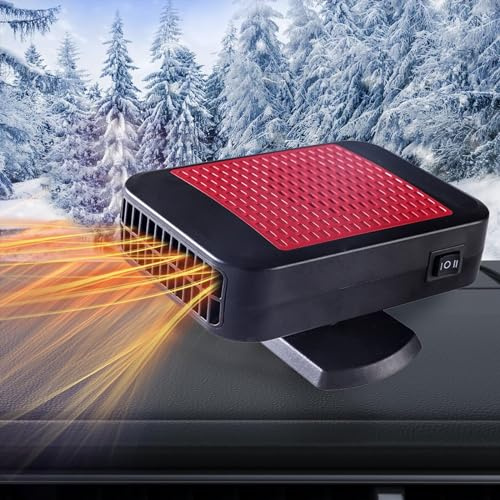 Calentador para coche, calentador portátil para coche, desempañador de 12 V y 200 W con rotación de 360°, ventilador 2 en 1 de calentamiento y enfriamiento rápido con soporte de succión