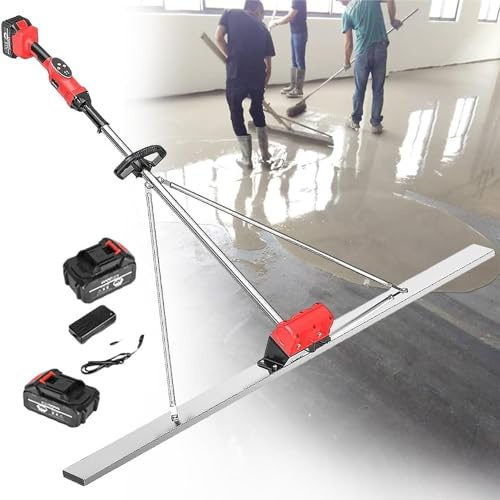 Kit Vibrante Per Massetto In Calcestruzzo Elettrico, Strumento Vibratore Per Finitura In Calcestruzzo Per Massetto Elettrico Con Pannello In Acciaio Inossidabile E 2 Batterie 150 Cm/180 Cm 1.8m