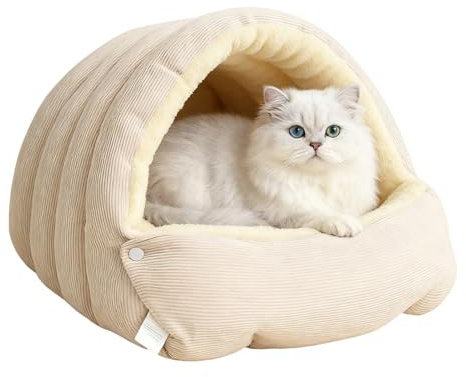 Cave d'hiver pour Chat | Lit De Caverne Confortable pour Animaux | Entrée Semi-Fermée Chaude Et Confortable en Peluche pour Intérieur Extérieur Chatons Chiot Chats Chiens