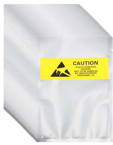 QUARKZMAN 100 Pcs Bolsas Antiestáticas 3.5 x 5.3 Abiertas En La Parte Superior Bolsa De Blindaje ESD con Etiquetas para Disco Duro HDD SSD Dispositivos Electrónicos Placas Madre, Plateadas