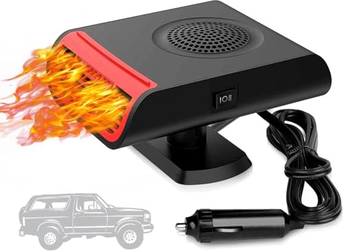 Showvigor Car Heater and Cooler Fan 12V, 150W Dual Mode Defroster Demister, 360° Swivel, Fast Heating, Safety Protection, for All UK VehiclesWindow Defroster Car Windscreen Demister Car Heaters