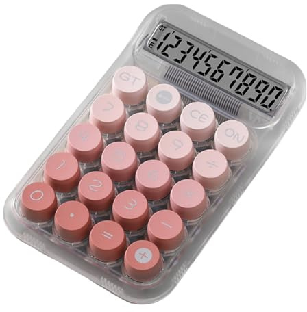 Calculadora Mecánica Colorida - Calculadora De Escritorio Retro con Teclas Mecánicas | Calculadora LCD Portátil para Escuela Y Oficina, Ergonómica Y Duradera, Diseño Transparente