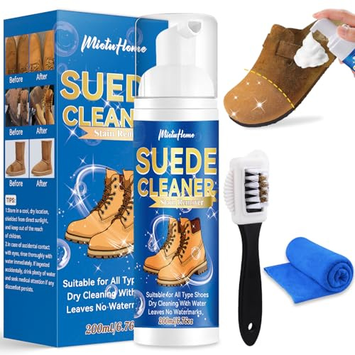 MiotuHome Suede Cleaner, 200ml Suede Shoe Cleaner, Trainer Cleaner Foam Removes Dirt and Stain, Shoe Cleaner Kit for Nubuck, Knit, Boots, Sneaker, Leather