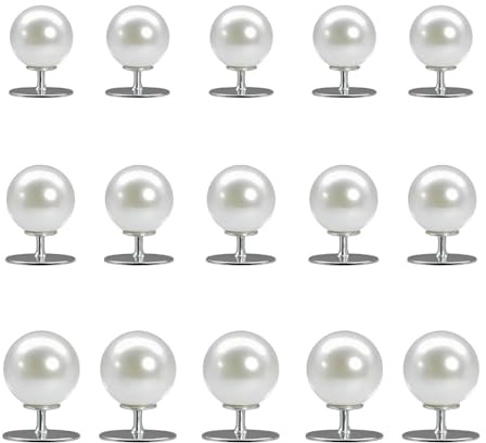 RIIRCSGE 15 Piezas Broches para Ropa Mujer, Botones Perla sin Coser Camisa Decorativos Blancos, Pearl Buttons para Blusas Broche, para Camisa, Ropa, Decoración de Sombreros (Mixed Size)