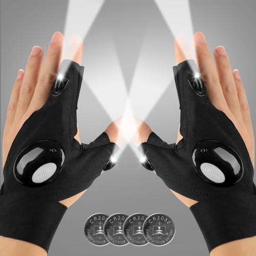 Mylivell Guantes Linterna LED, Regalos Originales para Hombre Manitas, Papá, Bricolaje, Pesca Nocturna, Reparación de Coches, Camping, Caza, Herramienta Luminosa Manos Libres