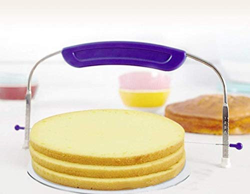 Accessorio per Tagliare Torte, 9 Altezze Diverse, Acciaio Inossidabile Premium per Uso Alimentare, Accessorio a Doppio Filo per Tagliare e livellare Torte, Regolabile, 30 x 16,5 cm