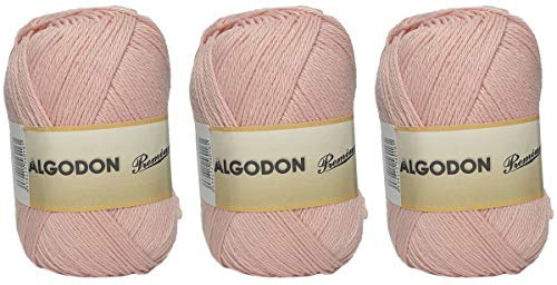 Hilo Ovillo de Algodón Premium 100% Algodón perfecto para DIY y tejer a mano (Color Salmon 100 g, aprox. 220 metros Pack de 3 pcs)