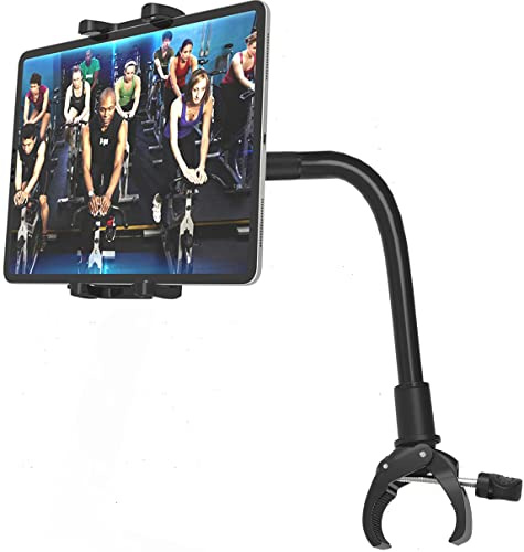 Cuxwill Support Tablette Vél Tapis de Course pour 4-13 iPad Appareil, Universel Porte Tablette avec Col de Cygne pour Spin Elliptique Cyclisme Guidon, pour iPad Pro Air Mini, Samsung Tab, Kindle Fire
