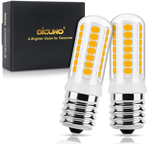 DiCUNO E17 LED Bulb Under Microwave Oven Lights, 2700K Warm White, 3W (40W Halogen Replacement) 400LM 120V E17 Intermediate Base Light Bulb for Microwave Over, Stove Top, Appliance, Range Hood, 2 Pack
