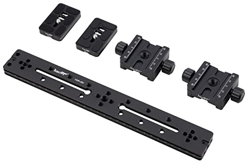 Haoge 300mm Arca-Swiss Long Quick Release Extender Rail Sliding Plate + Double Sided Quick Release Clamp +60MM Camera Quick Release Plate for Dual Camera Photography Stand
