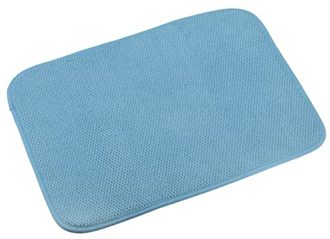 sourcing map Microfiber Dish Drying Mat, 15.75 x 11.82 Dishes Drainer Mats Kitchen Counter Mats Dish Drying Pad for Countertop, Fast Drying-Blue