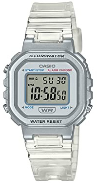 Casio Illuminator Translucent Band Alarm Chronograph Resin Band LA-20WHS-7A, Clear, LA-20WHS-7A