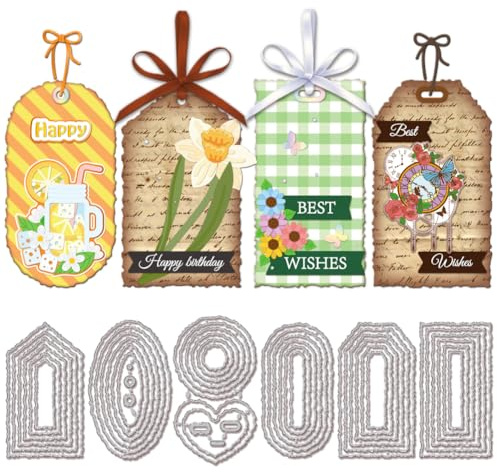 GLOBLELAND Fustelle per Etichette con Bordi Irregolari Segnalibri per La Creazione di Biglietti Fustelle per Cornici Stencil In Acciaio Al Carbonio per Goffratura Modelli per Album di Scrapbooking