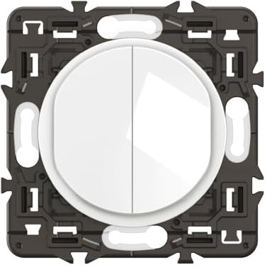 LEGRAND - Interrupteur Double ou Va-et-vient - 10A - Commande d'Eclairage Complète - A compléter avec une plaque - Blanc