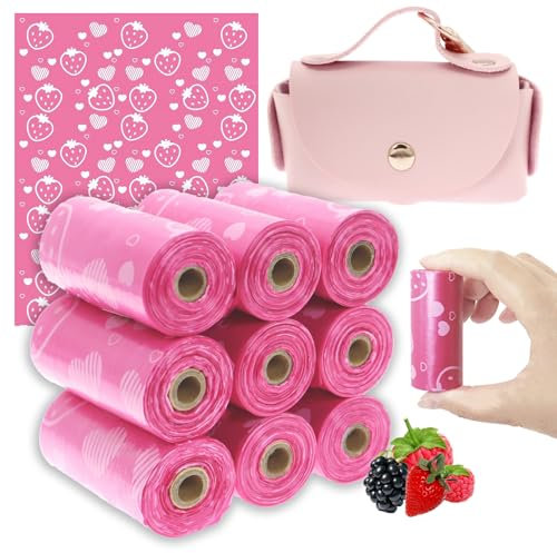 Eyryfui Sanitary Napkin Disposal Bags with Dispenser, 135pcs Feminine Hygiene Disposal Bags for Tampons Trash Bag, Personal Care Sanitary Bag for Women Privacy Handling (Pink)