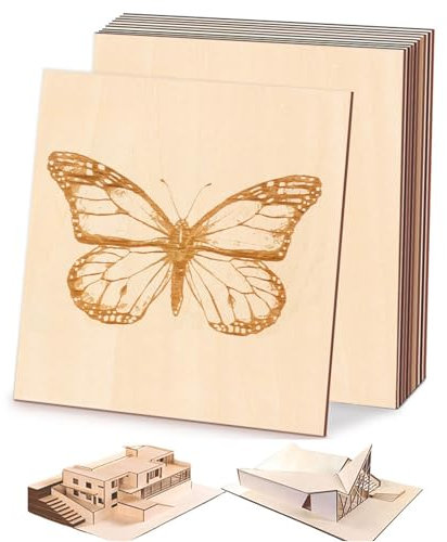 Contreplaqué 10PCS Planche Bois 200 * 200 * 1.5mm Feuille de Bois Rectangulaire Feuilles de bois de tilleul Plaque Bois Brut Panneau Feuille Découpe Laser Planche Bois Modèle Avion DIY Fait Main