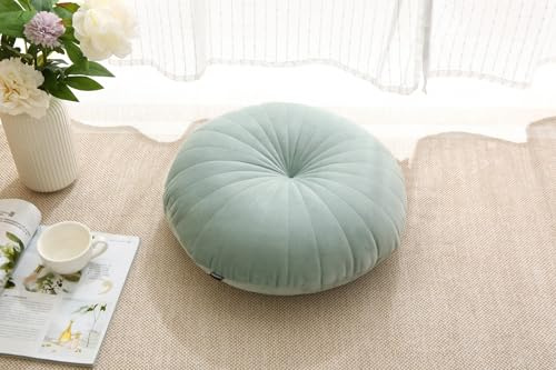 MolynnnChic Golvkudde meditationskudde rund stora golvkuddar sittplatser för vuxna, sammet tjocka golvkuddar för yoga vardagsrum balkong utomhus tatami 45 cm (grön)