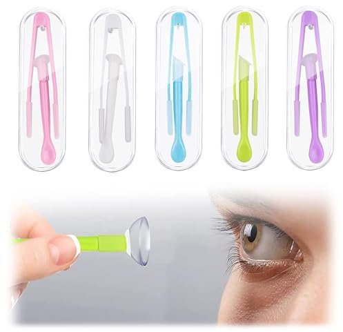 5 Stück Kontaktlinsen Einsetzhilfe,Kontaktlinsen Entferner,Kontaktlinsen Sauger,Kontaktlinsen Pinzette,Kontaktlinsen Einsetzhilfe Weiche Linsen Mit Flaschen Ohne Entlüftung Und Pinzette