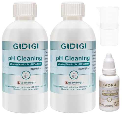 Solución de limpieza de pH de 250 ml x 2 y solución de almacenamiento de electrodo de pH de 30 ml x 1 para electrodo medidor de pH, limpiador de limpieza de sonda de conductividad
