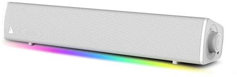 CREATIVE Soundbar compatta da gaming Sound Blaster GS3 (Bianca) con RGB e tecnologia SuperWide, Altoparlanti alimentati tramite USB, Bluetooth 5.4, porta di uscita cuffie