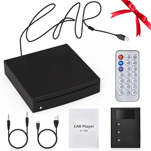 Lnopever CD Player Auto USB Anschluss,USB 2.0-Schnittstelle Autoradio CD/DVD Dish Box Player Externe Stereoanlage,Externes Laufwerk für Laptop, PC, Fernseher, kompatibel mit Android Autoradio