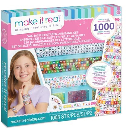 Make It Real 2901742 Mega Rock'n'Block Armbänder, DIY Armband Set mit über 1000 Perlen und Buchstaben, Schmuck selber basteln für Kinder