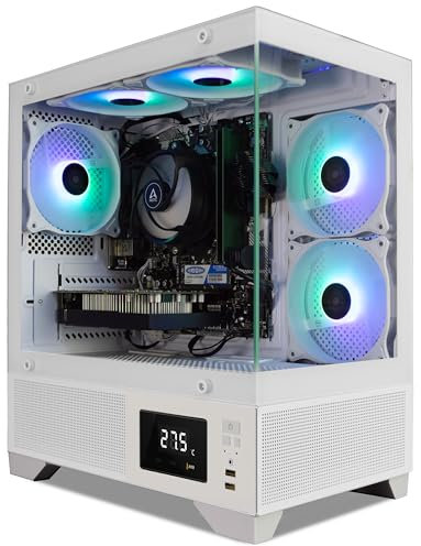 ionz Gaming PC - Desktop Computer, Ryzen 7 5700X, Radeon RX 9060 XT OC, 16GB RAM, 1TB NVMe SSD, 240mm AIO, LED display, Windows 11, 600W 80+ PSU, USB WiFi, Aether Vision, White
