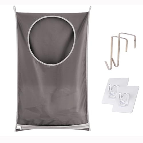 Bolsa de Lavandería Colgante,Cesta de Lavandería Ajustable de Gran Capacidad con Ganchos de Acero Inoxidable y Ganchos Adhesivos,para Ropa Sucia Colgante(77 x 50 cm)