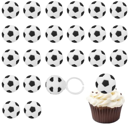 24 Uds 3D Anillos para Cupcakes de Fútbol, Adornos Para Tartas con Temática Deportiva Anillos Abiertos Fiestas Suministros Fiesta Fútbol for Cumpleaños Donas Magdalenas Decoración