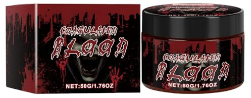 Sangre de vampiro para Halloween, 50 g, gel de sangre artificial realista, sangre artificial coagulada para maquillaje zombi y disfraces de terror, efecto teatral cosmético, sangre en color realista