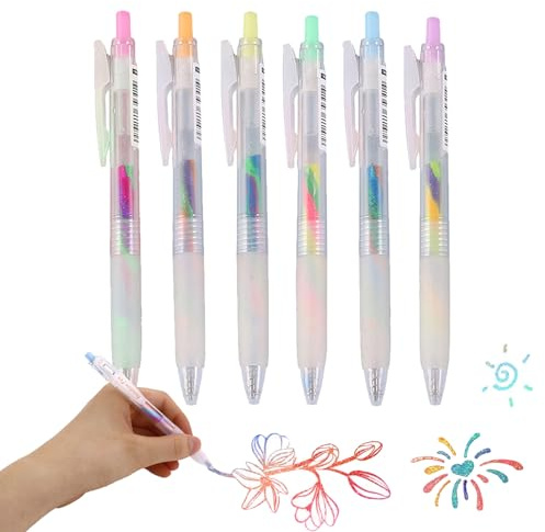 Caelura 6 Stück Glitzerstifte Gelstifte Glitzer, Regenbogen stifte, Glitzer Gelstifte für Kinder Erwachsene Malbuch Zeichnung Scrapbook DIY-Grußkarten (Glitzerstifte)