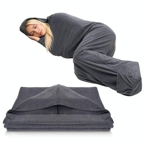 Couverture cocon portable, sac de couchage léger pour adultes, respirant, soulagement du stress et sommeil profond, idéal pour la maison, les voyages et le camping