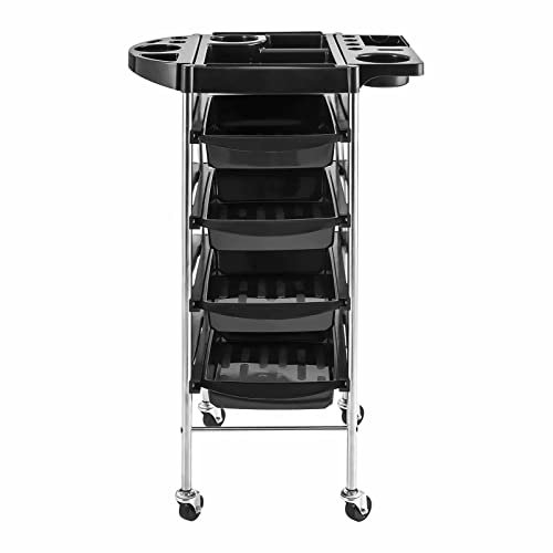 Physa RR-4S Rollwagen Friseurwagen (4 Schubladen, 55 x 52 x 86 cm) Schwarz
