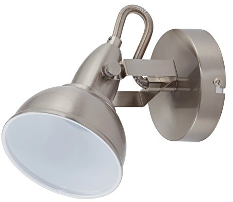 BRILONER Faretto orientabile, Lampada da Parete, Attacco per Lampadina E14 Max. 40W Non Inclusa, Paralume Ø10.5cm, Luce da Muro in Metallo satina, Bianco Satinato, 15.6 x 10 x 15.6 cm