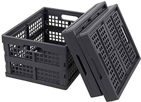 Yarebest 15 Liter Collapsible Crates, Plastic Folding Basket Bins Set of 3