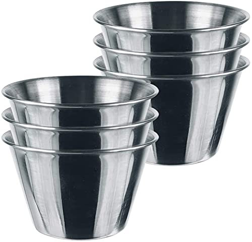 LATRAT Juego de 6 moldes clásicos de acero inoxidable para pudín, 5 cm, aptos para lavavajillas, horno, 6 unidades