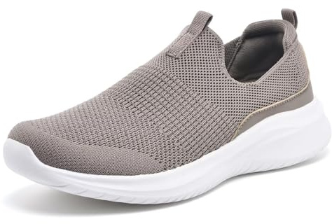 TIOSEBON Chaussures De Tennis De Marche pour Femmes Tricot Léger Slip-on Mesh Respirant Confortable Sneaker Mode Douce 2229 Kaki EU 39