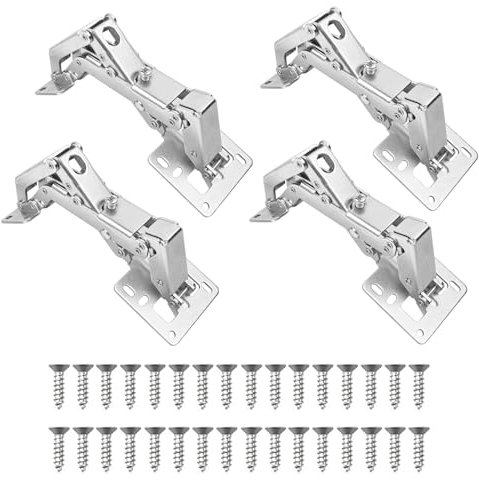 Aufschraubscharniere 170° Universal Scharniere Rahmenlose Schranktürscharniere Versteckte Hydraulisch Öffnungswinkel Möbelscharniere mit Schrauben Türscharniere,Möbel-Scharnier (4 Stück)